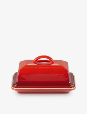 Le Creuset Cerise Stoneware Butter Dish 17cm In Red