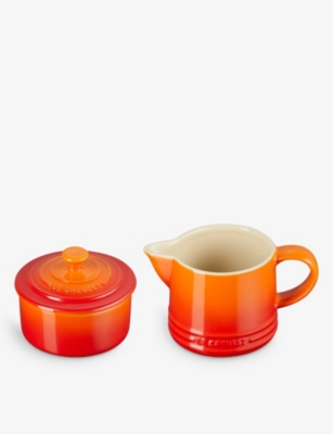 Le Creuset Volcanic Signature Milk And Sugar Stoneware Set In Volcanic
