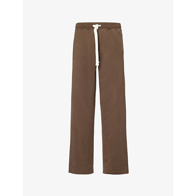 Shop Cole Buxton Men's Washed Brown Cb Lounge Drawstring-waistband Cotton-jersey Jogging Bottoms