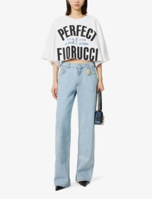 Shop Fiorucci Women's White Perfect Brand-print Cotton-jersey Sweatshirt