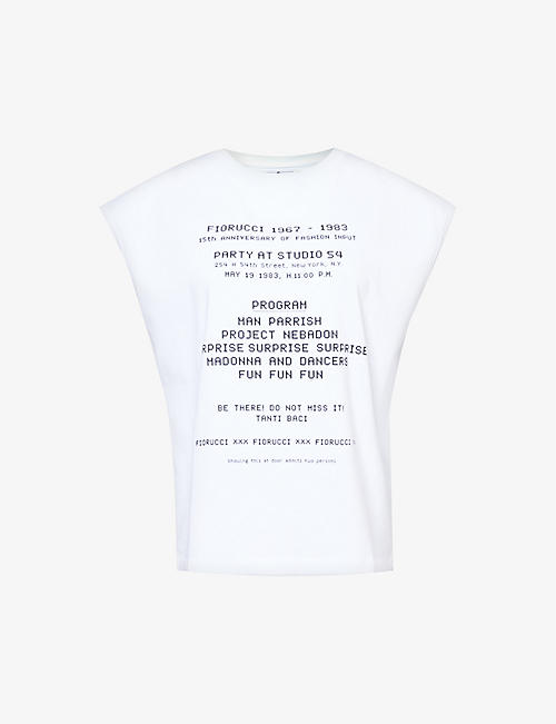 FIORUCCI: Invitation text-print cotton-jersey T-shirt