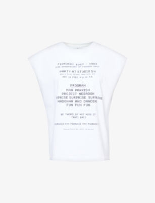 Fiorucci Womens White Invitation Text-print Cotton-jersey T-shirt