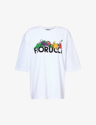 Shop Fiorucci Women's White Fruit Logo-print Cotton-jersey T-shirt