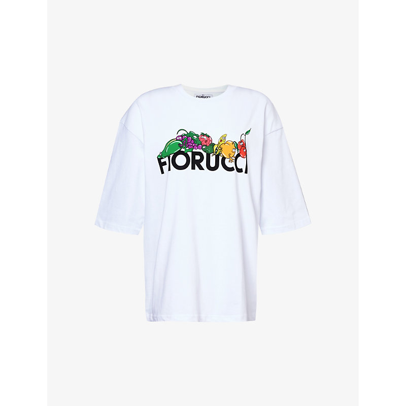 Shop Fiorucci Women's White Fruit Logo-print Cotton-jersey T-shirt