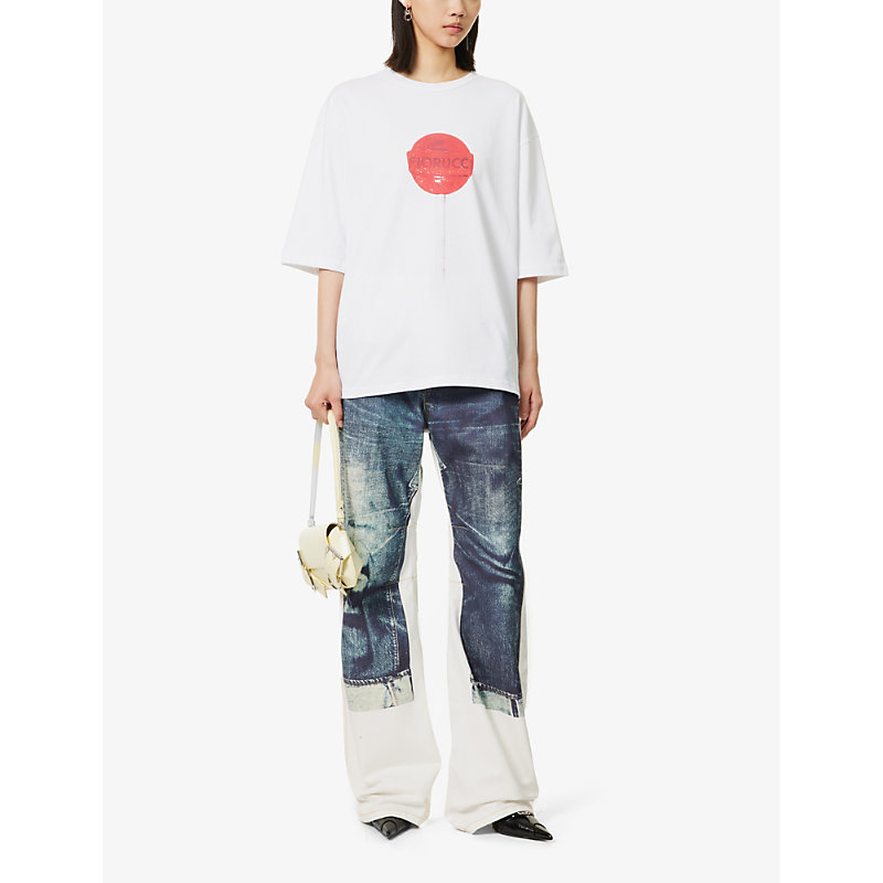 Shop Fiorucci Womens White Lollipop Graphic-print Cotton-jersey T-shirt