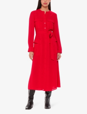 Shop Whistles Women's Red Nia Four-pocket Woven Midi Dress