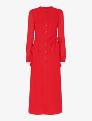 Shop Whistles Women's Red Nia Four-pocket Woven Midi Dress