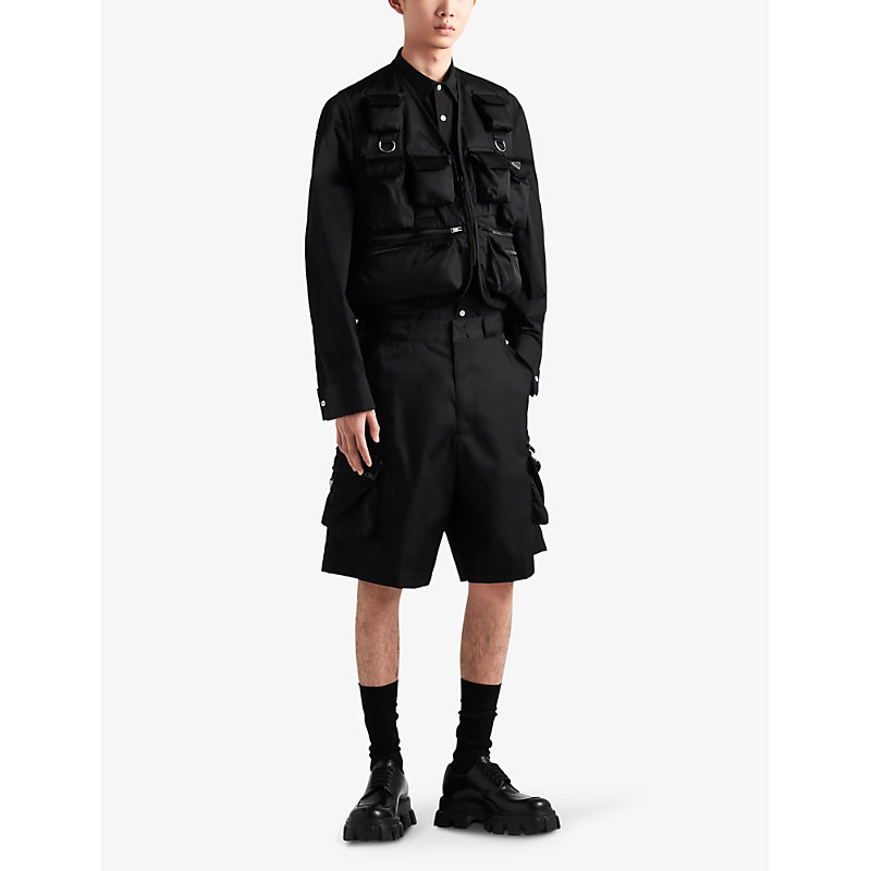 Shop Prada Logo-print Quilted-pattern Re-nylon Vest In Black