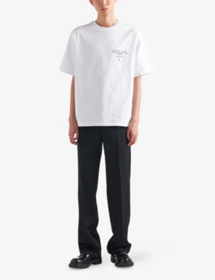 Prada Logo Oversized Cotton Jersey T-shirt