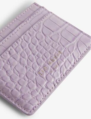 Shop Ted Baker Women's Lilac Coly Croc-embossed Faux-leather Card Holder