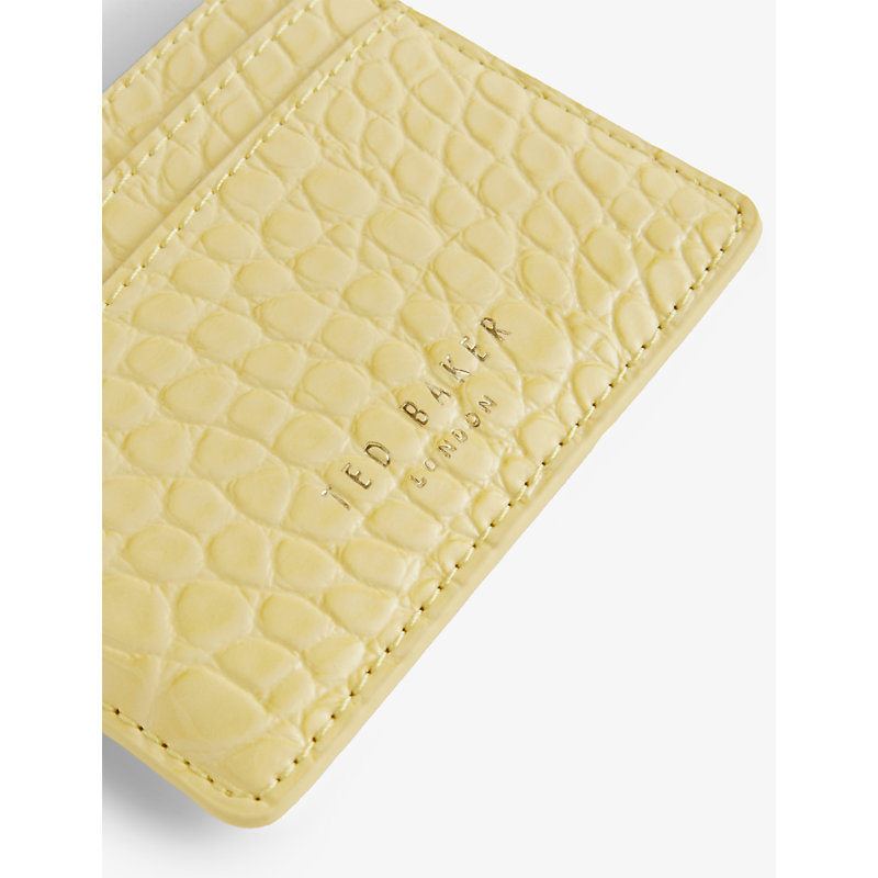 Shop Ted Baker Coly Croc-embossed Faux-leather Card Holder In Lt-yellow