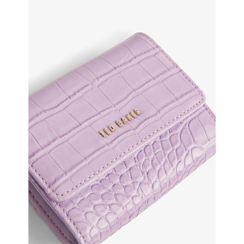 Shop Ted Baker Women's Lilac Conilya Croc-embossed Faux-leather Card Holder
