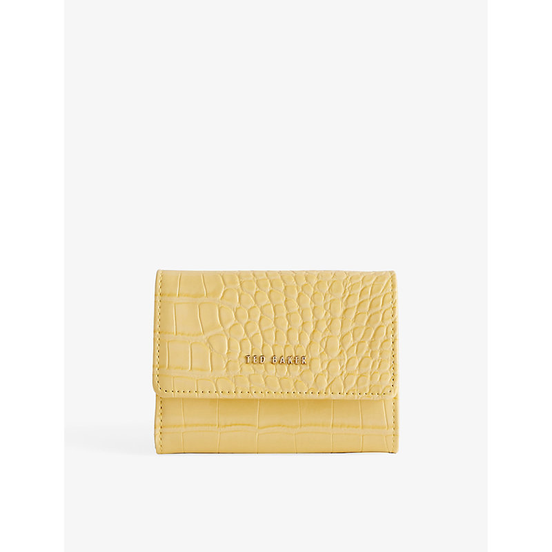 Ted Baker Womens Lt-yellow Conilya Croc-embossed Faux-leather Card Holder