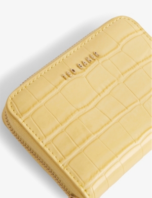 Shop Ted Baker Women's Lt-yellow Connii Croc-embossed Faux-leather Coin Purse