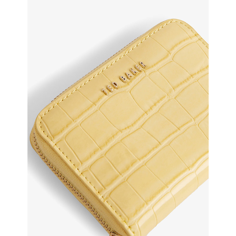 Shop Ted Baker Connii Croc-embossed Faux-leather Coin Purse In Lt-yellow