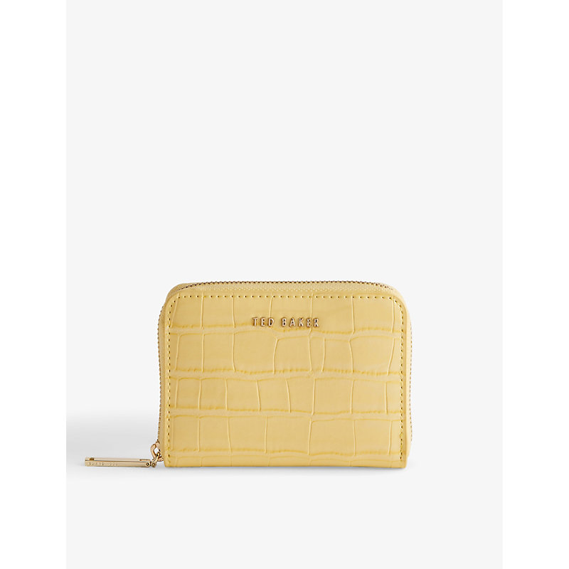 Ted Baker Womens Lt-yellow Connii Croc-embossed Faux-leather Coin Purse
