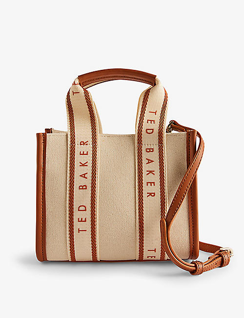 TED BAKER: Georjiy mini branded-webbing canvas tote bag