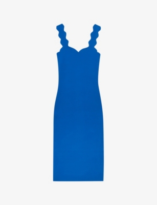 TED BAKER: Sharmay scallop-trim knitted midi dress