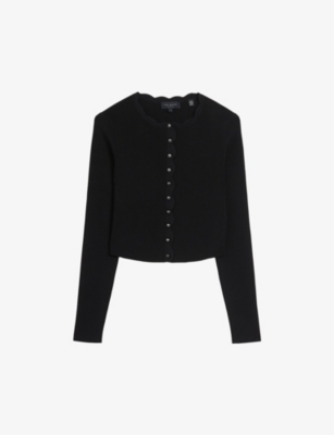 TED BAKER: Kklara scallop-trim stretch-knit cardigan