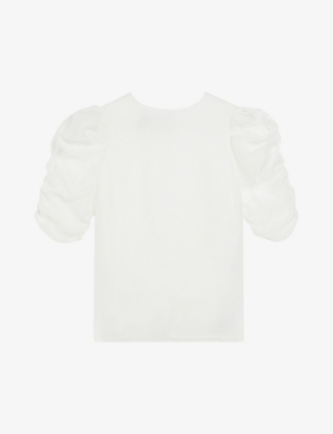 TED BAKER: Puff-sleeved round-neck organza top