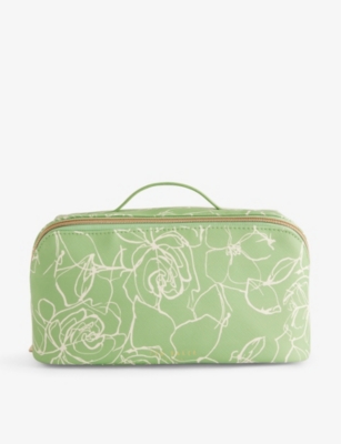Ted Baker Womens White Dianea Floral-print Faux-leather Washbag