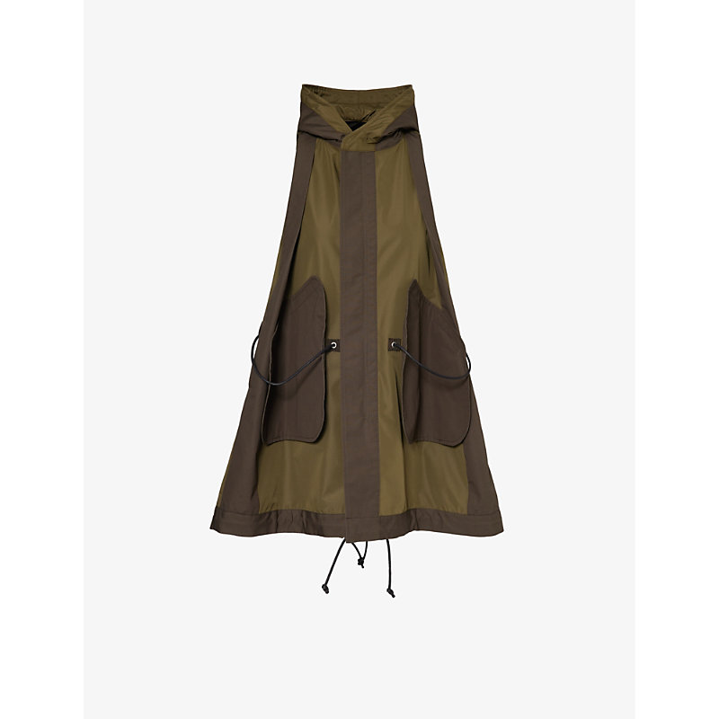 Shop Sacai Hooded Sleeveless In Olive