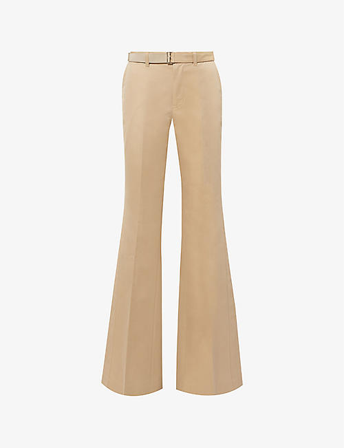 SACAI: Detachable-belt wide-leg high-rise cotton-blend trousers