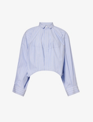 SACAI: Cut-out pressed-stud relaxed-fit cotton shirt