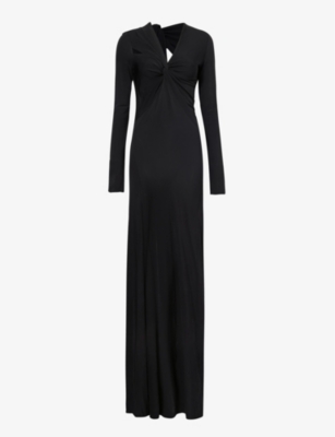 Shop Victoria Beckham Women's Black Twist-front Cut-out Stretch-woven Maxi Dress
