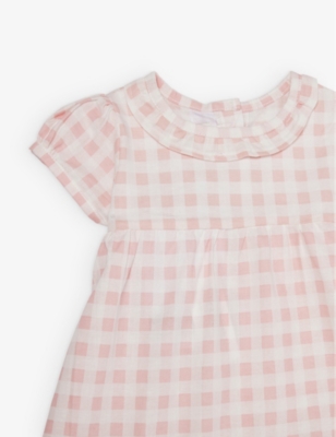 Shop The Little Tailor Pink Gingham Gingham-print Short-sleeve Cotton Dress And Bloomer Set 6-24 Months