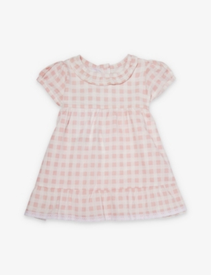 Shop The Little Tailor Pink Gingham Gingham-print Short-sleeve Cotton Dress And Bloomer Set 6-24 Months