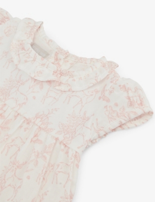 Shop The Little Tailor Pink Woodland Graphic-print Short-sleeve Cotton-poplin Dress And Bloomers Set 6-24