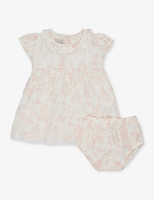 THE LITTLE TAILOR: Graphic-print short-sleeve cotton-poplin dress and bloomers set 6-24 months