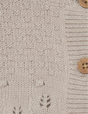 Shop The Little Tailor Chunky-knit Button-down Cotton Cardigan 3-24 Months In Fawn