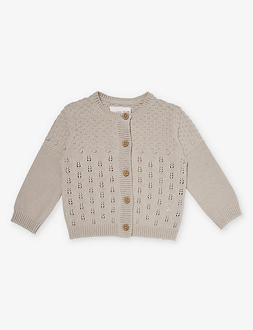 THE LITTLE TAILOR: Chunky-knit button-down cotton cardigan 3-24 months