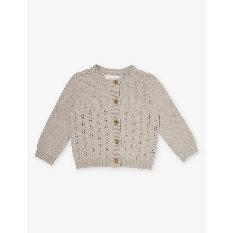 Shop The Little Tailor Fawn Chunky-knit Button-down Cotton Cardigan 3-24 Months