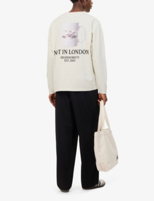 Shop Highsnobiety Men's Off White Not In London Brand-print Long-sleeved Cotton-jersey T-shirt