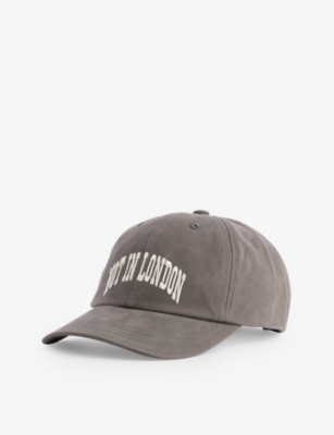 Shop Highsnobiety Men's Black Not In London Brand-embroidered Cotton Cap