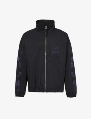 Shop Highsnobiety Men's Black Nts Brand-embroidered Regular-fit Cotton-blend Jacket