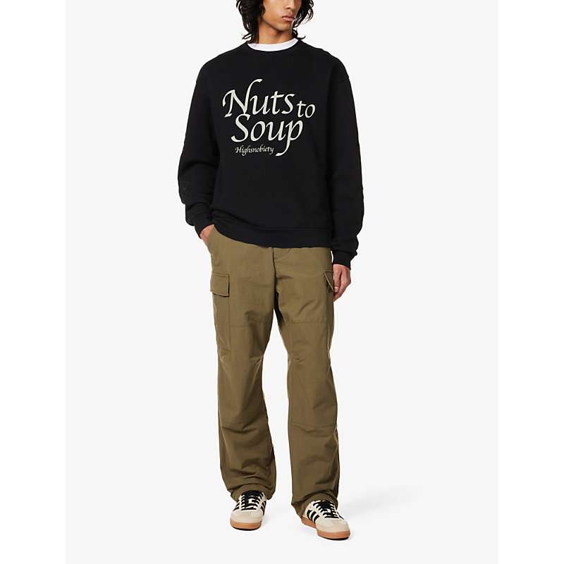 Shop Highsnobiety Men's Black X Nts Logo-print Cotton-jersey Sweatshirt
