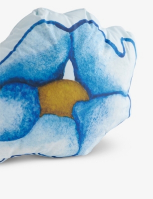 Shop Highsnobiety Mens Blue X Nts Flower-shaped Cotton Cushion