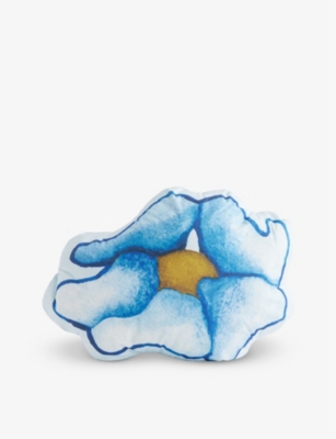 Shop Highsnobiety Mens Blue X Nts Flower-shaped Cotton Cushion