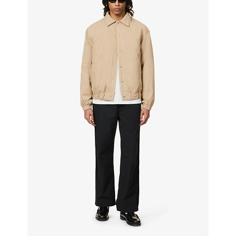 Shop Highsnobiety Men's Beige Hs05 Spread-collar Cotton-blend Bomber Jacket