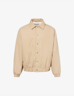 Shop Highsnobiety Men's Beige Hs05 Spread-collar Cotton-blend Bomber Jacket