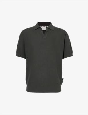 Shop Highsnobiety Mens Black Hs05 Brand-tab Relaxed-fit Cotton-knit Polo Shirt