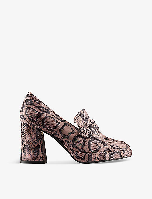 MARTINE ROSE X CLARKS: Martine Rose x Clarks snake-effect recycled-polyester heeled loafers