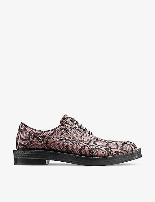 MARTINE ROSE X CLARKS: Martine Rose x Clarks snake-print leather Oxford shoes