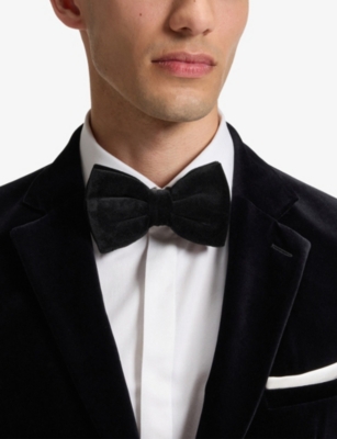 Hugo Boss Pre-tied Bow Tie In Cotton Velvet In Black