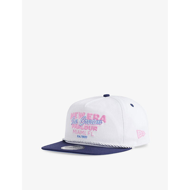 New Era Mens White Brand-embroidered Cotton Baseball Cap In Blue