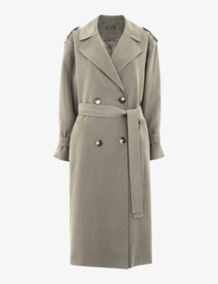 Shop Whistles Women's Khaki/olive Riley Double-breasted Woven Trench Coat